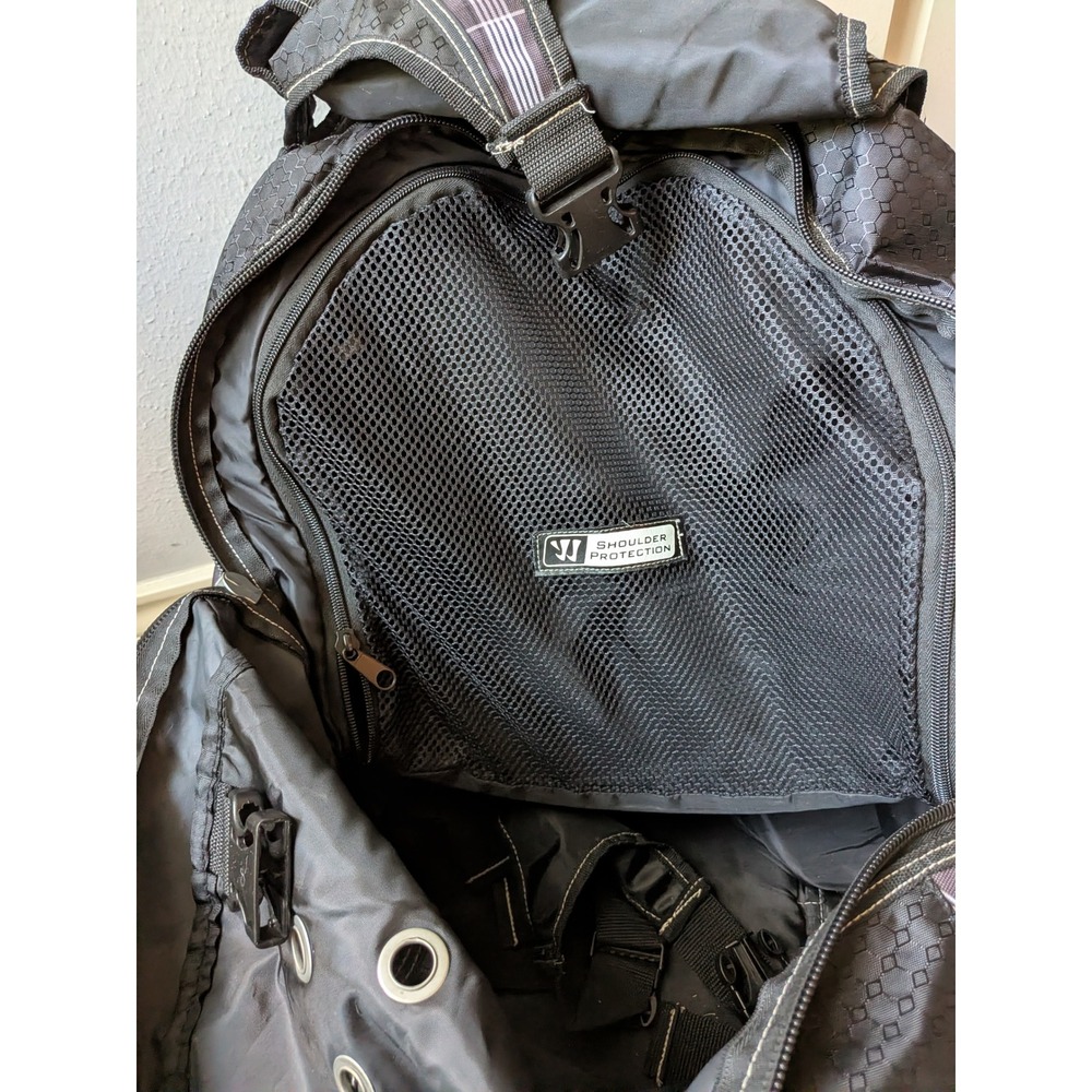 Warrior Lacrosse Jet Pack Backpack Black Grey Plaid Gear Bag XL Multi Pocket - Picture 10 of 16